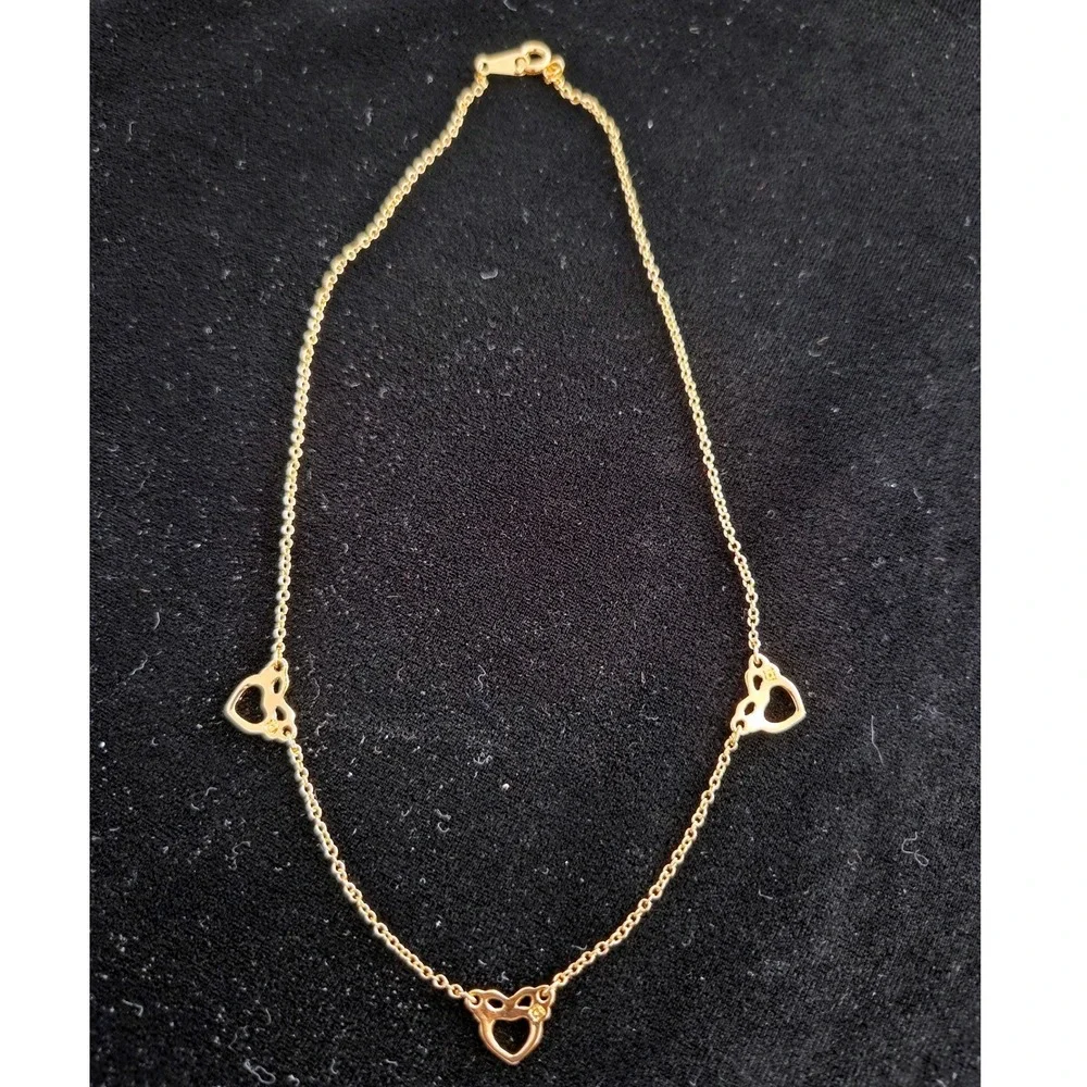 VTG 1989 Avon Golden Hearts Necklace Kids Gold Tone Bow Detail NIB